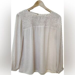 LOFT Floral Dot Smocked Yoke Blouse - Women’s Small